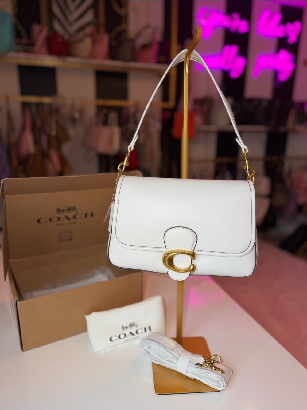 NWT Coach Tabby Shoulder Bag 26 Chalk Polished Pebble Leather Crossbody